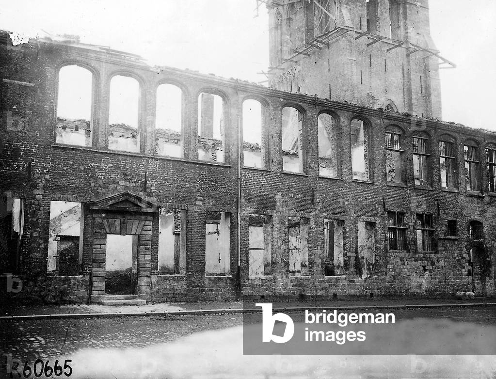 Ruined Cathedral in Ypres (b/w photo)