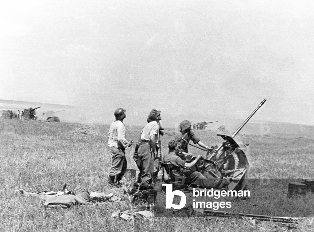 German 2 cm Flak in Russia (b/w photo)