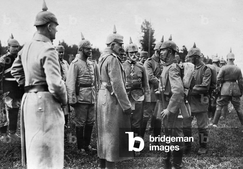 Kaiser Wilhelm II on the Western front, 1916 (b/w photo)