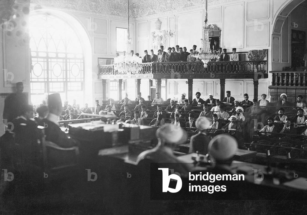 Parliament meeting in Tehran, 1927 (b/w photo)