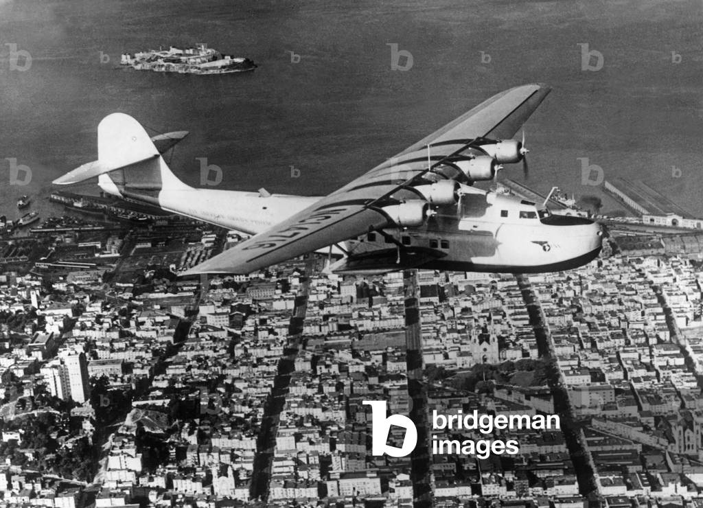 Flying boat of the Pan Am, 1935 (b/w photo)