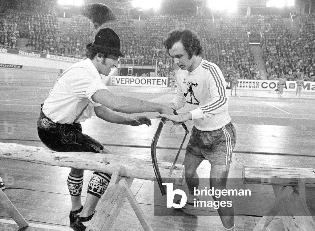 Franz Beckenbauer at the Sportpressefest (Sports Press Festival) in Munich, 1974 (b/w photo)