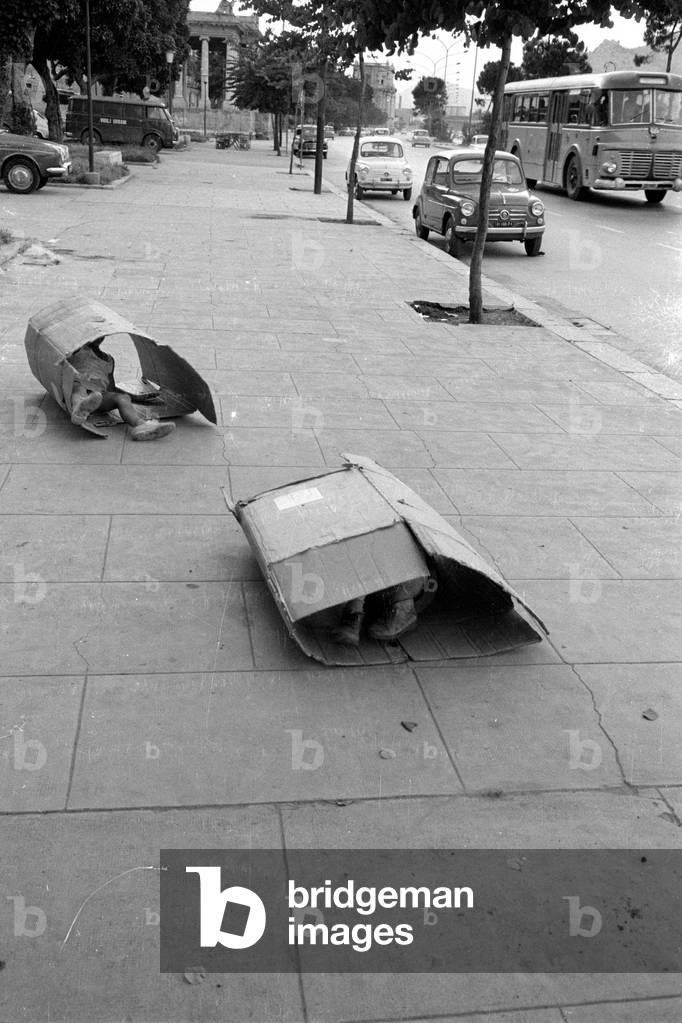 Street children in Palermo, 1963 (b/w photo)