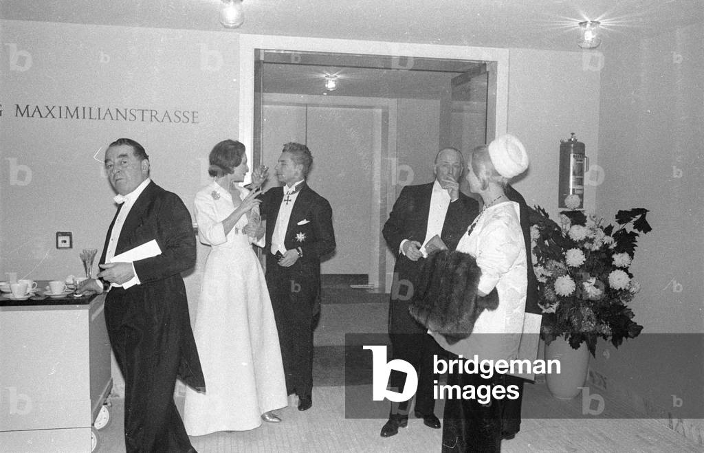 Herbert von Karajan at the reopening of the Munich National Theatre, 1963 (b/w photo)