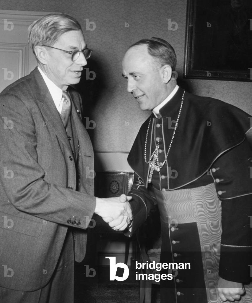 James B. Conant with Cardinal Wendel (b/w photo)