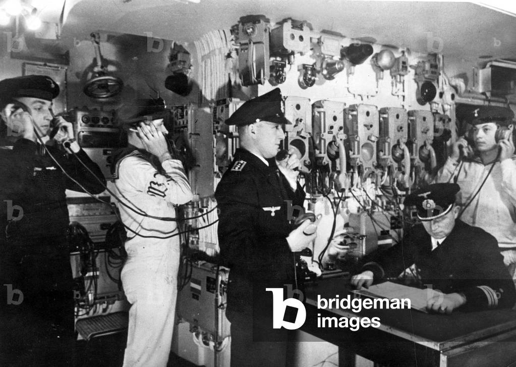 In the command center of the German battleship 'Scharnhorst' (b/w photo)