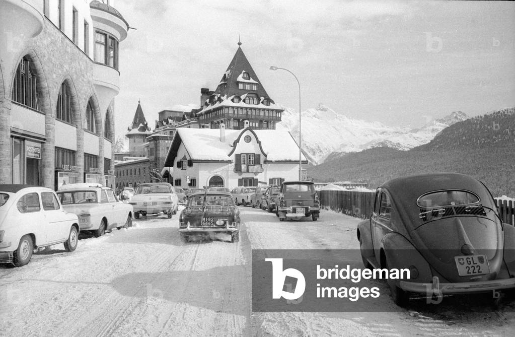 The Palace Hotel in St. Moritz, 1966 (b/w photo)