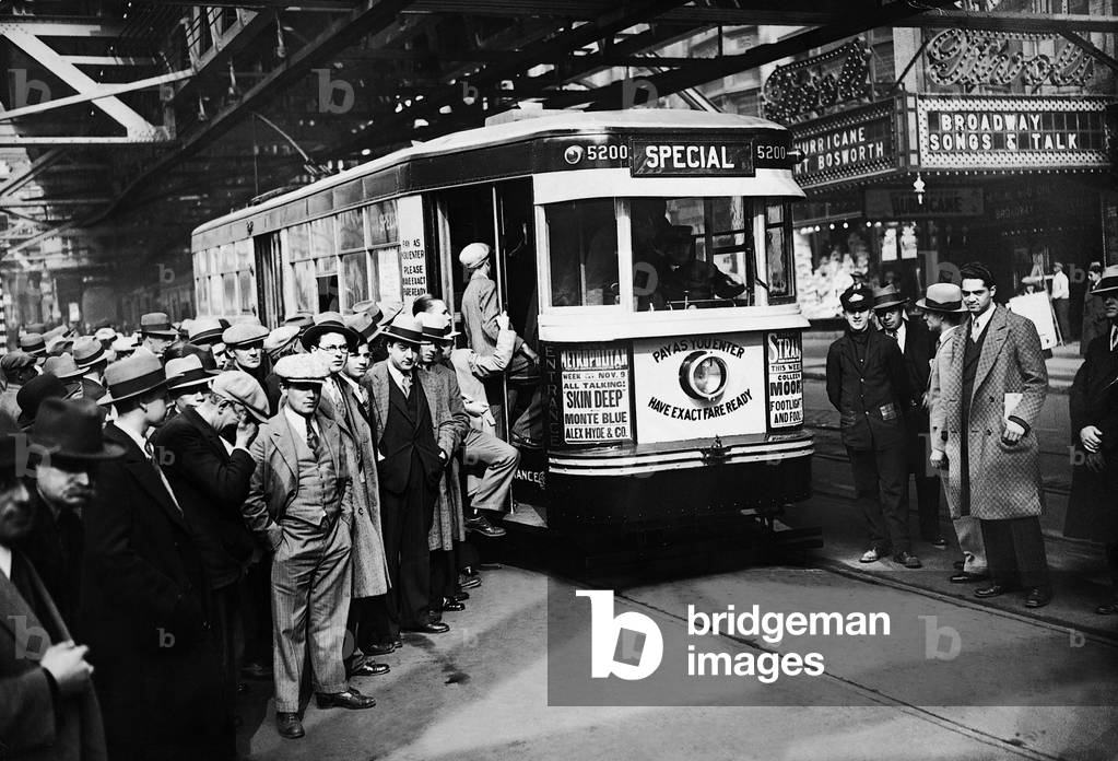 Streetcar in Brooklyn, 1929 (b/w photo)