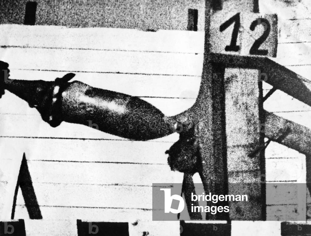 Slow-motion picture of an ammunition test, 1944 (b/w photo)