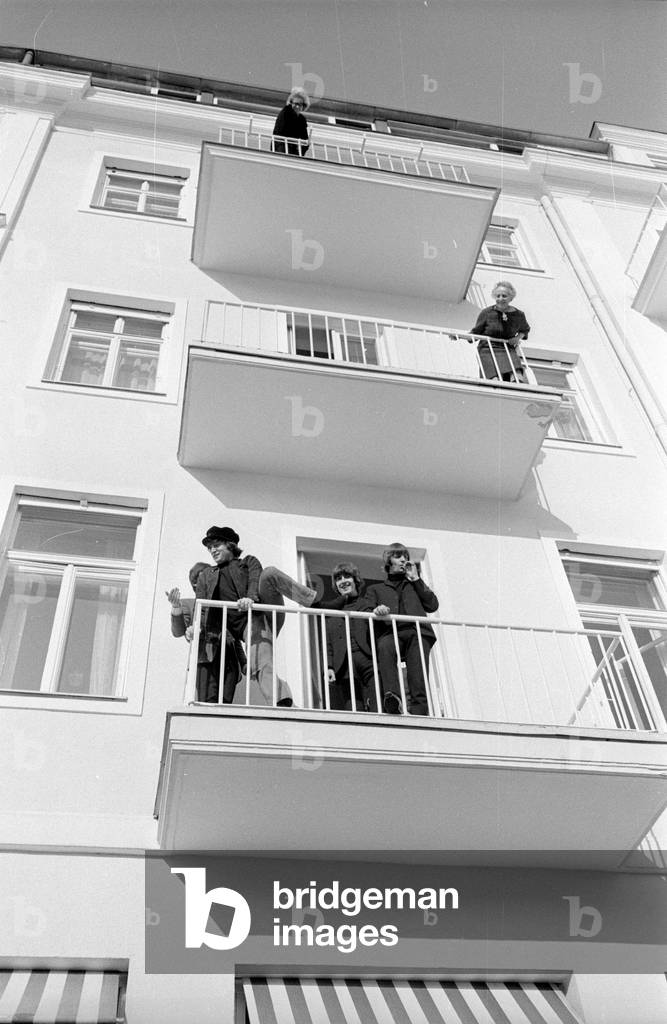 The Beatles in Salzburg, 1965 (b/w photo)