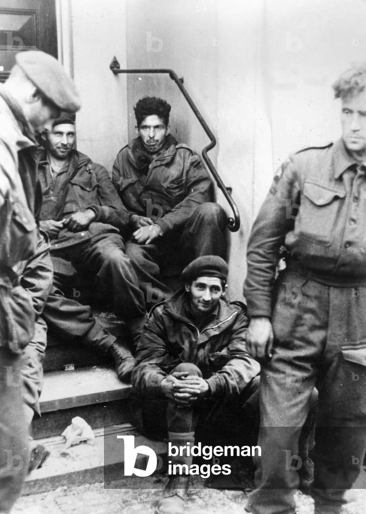 Captured British paratroopers in Arnheim, 1944 (b/w photo)