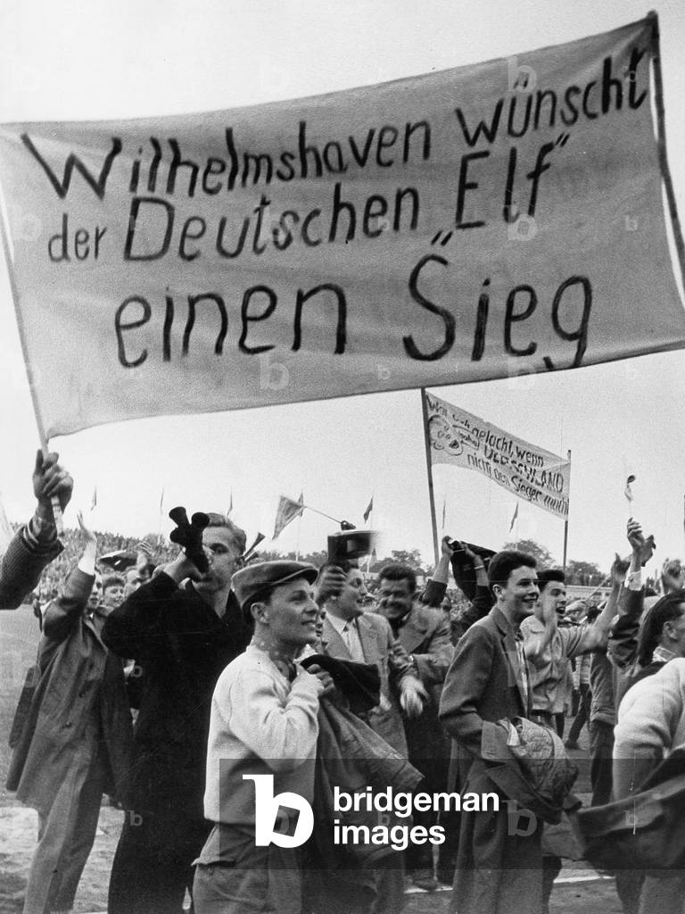 Fans at the 1958 FIFA World Cup (b/w photo)