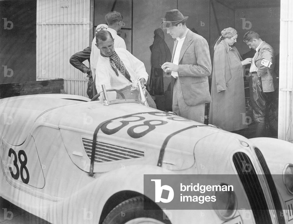 Ernst Henne on Nuerburgring, 1937 (b/w photo)
