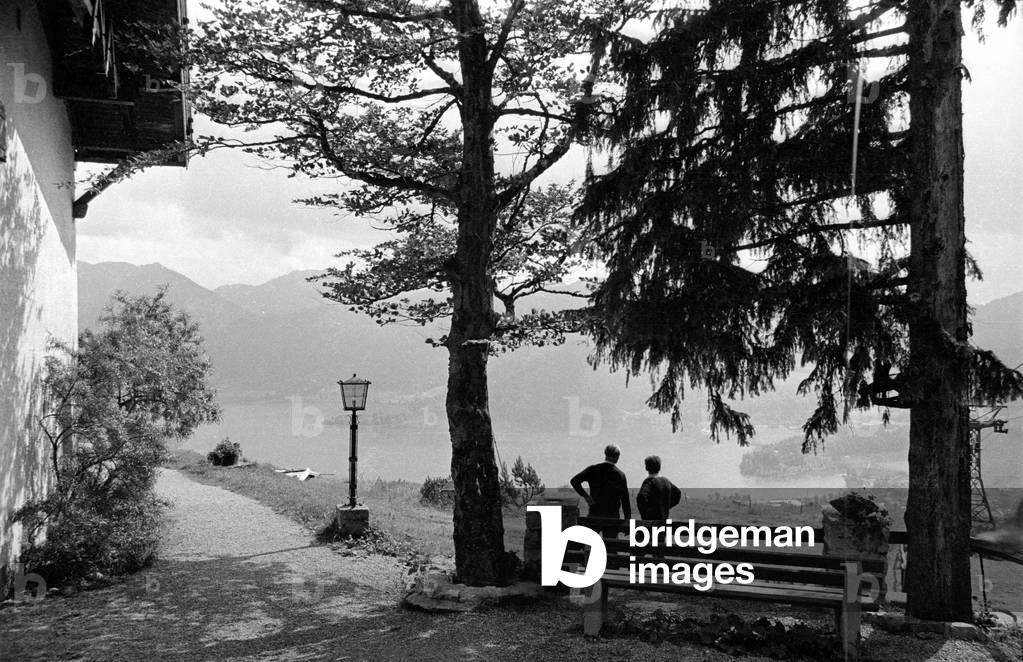 Couple hiking in Bavaria, 1971 (b/w photo)