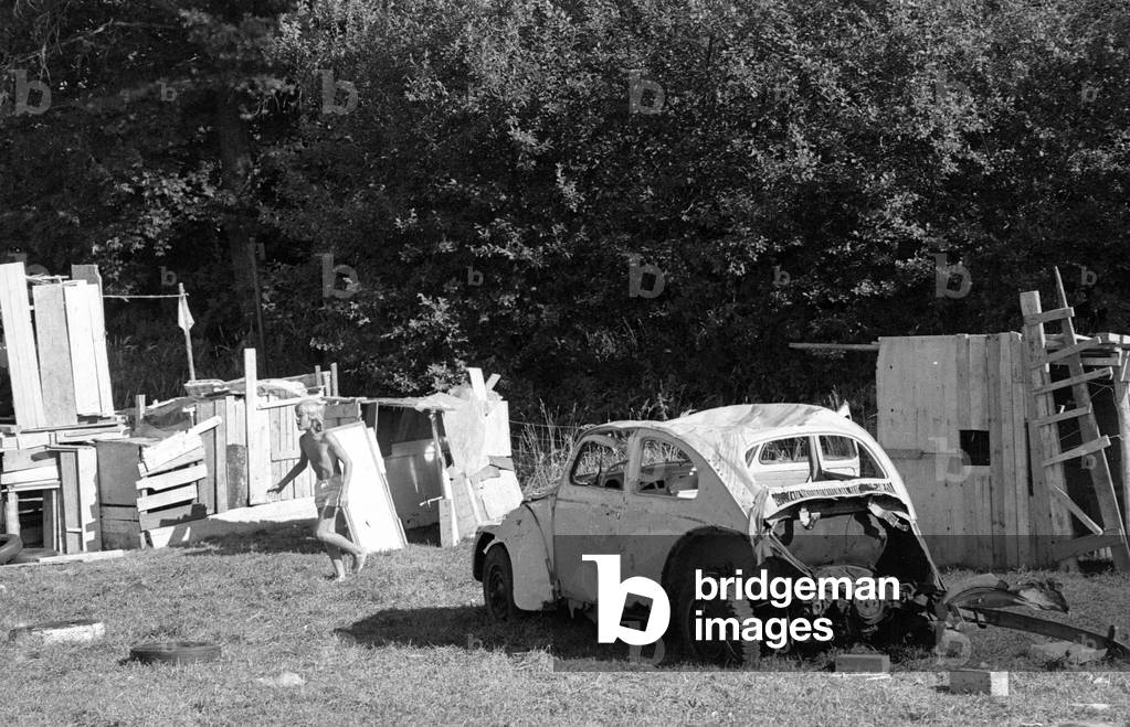 Playground in Fuerstenried near Munich, 1974 (b/w photo)