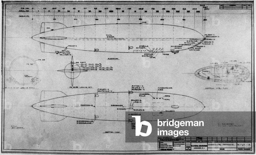 Crash of the airship LZ 129 Hindenburg, Lakehurst 1937 (b/w photo)