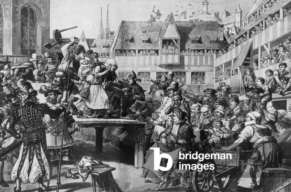 Carnival custom in Nuremberg (b/w photo)