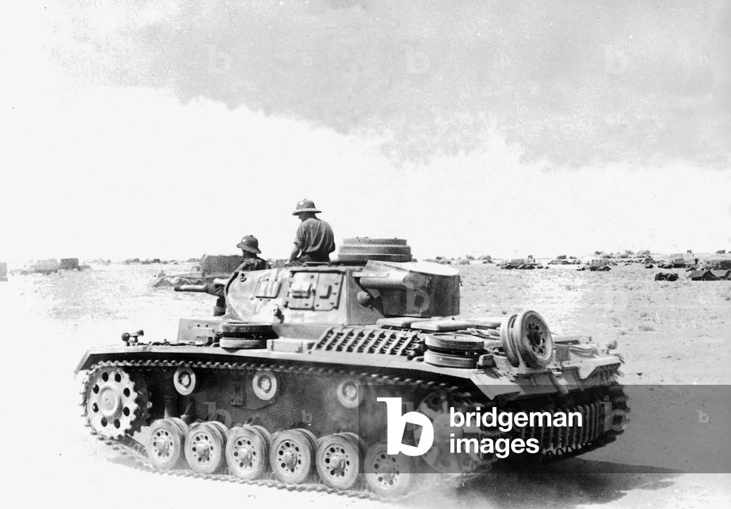 German Panzer III in Africa (b/w photo)