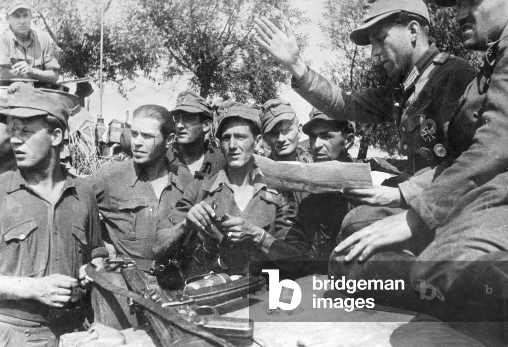 Orders conference on the Eastern front, 1944 (b/w photo)