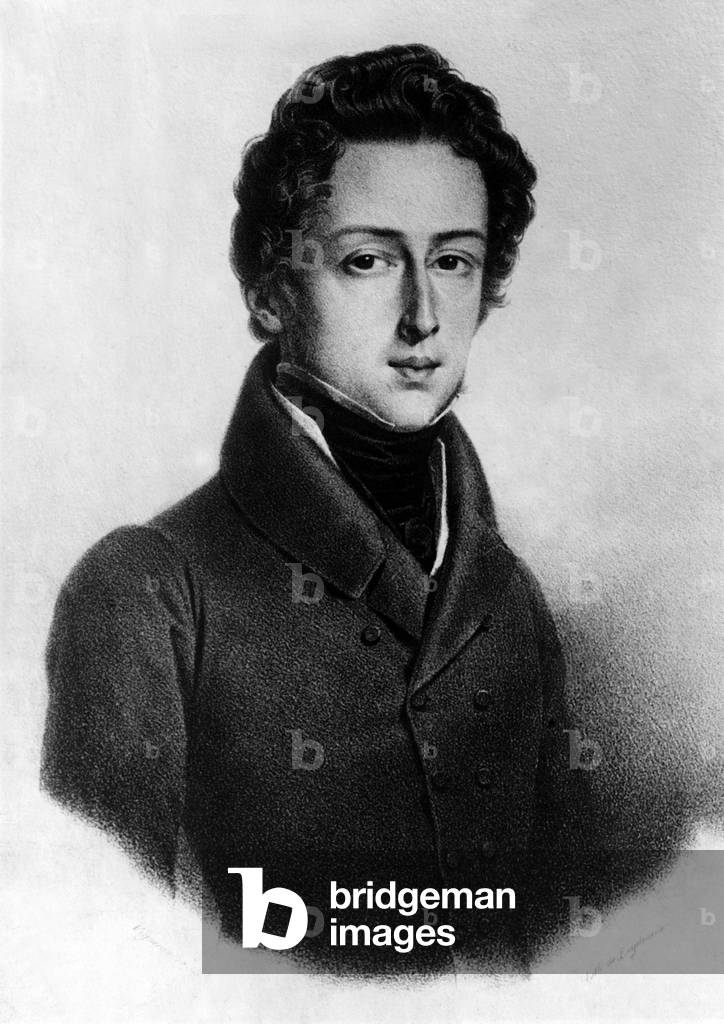 Drawing by Frederic Chopin (b/w photo)