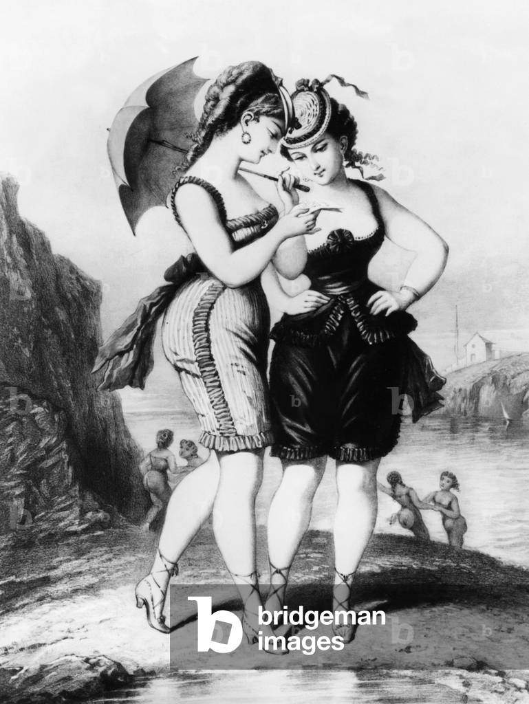 Beach fashion, around 1900