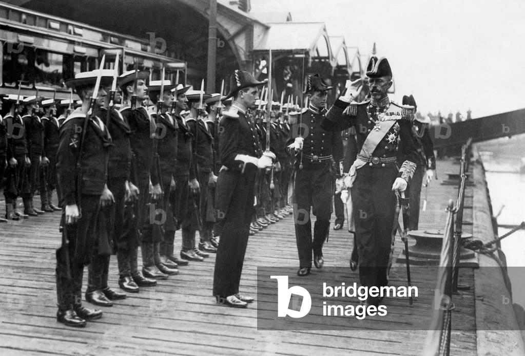 Gustav V during the state visit in Great Britain, 1908 (b/w photo)