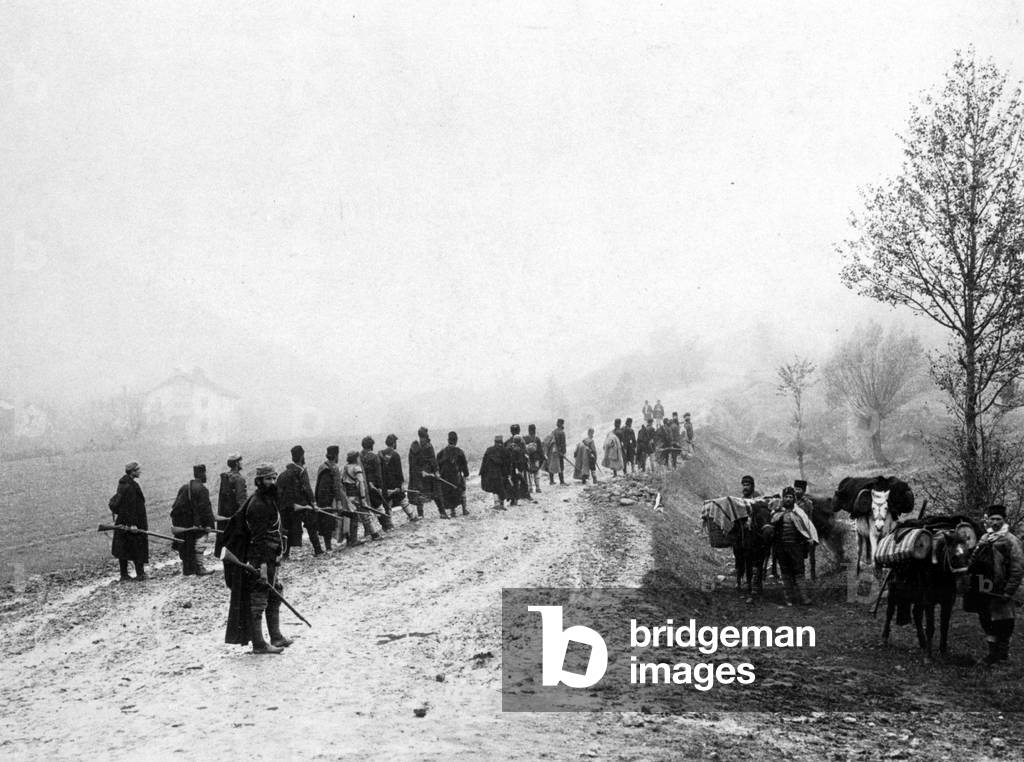 Macedonian partisans in the First Balkan War, 1912 (b/w photo)