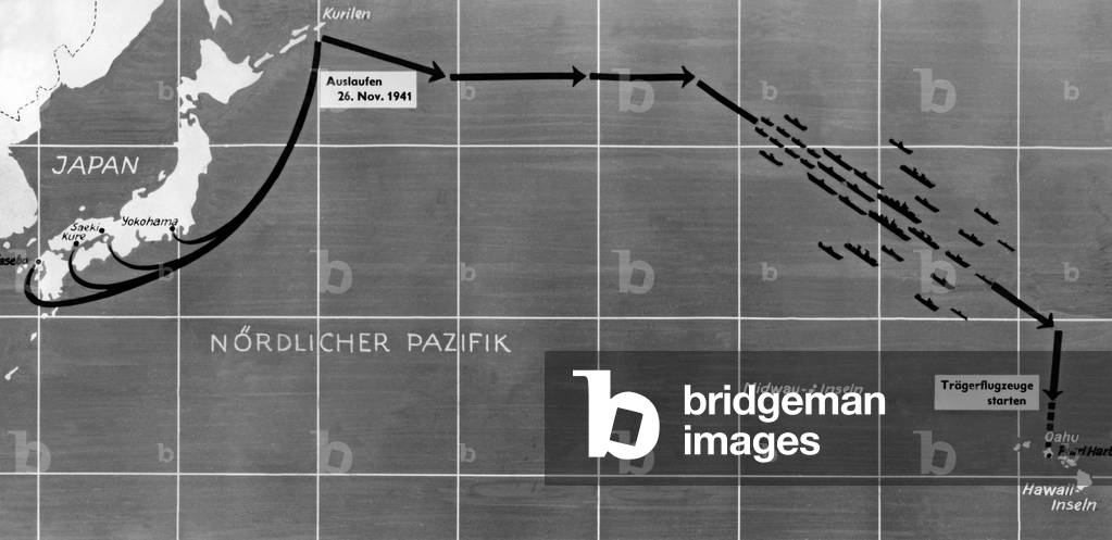 Japanese attack on Pearl Harbor, 1941 (b/w photo)