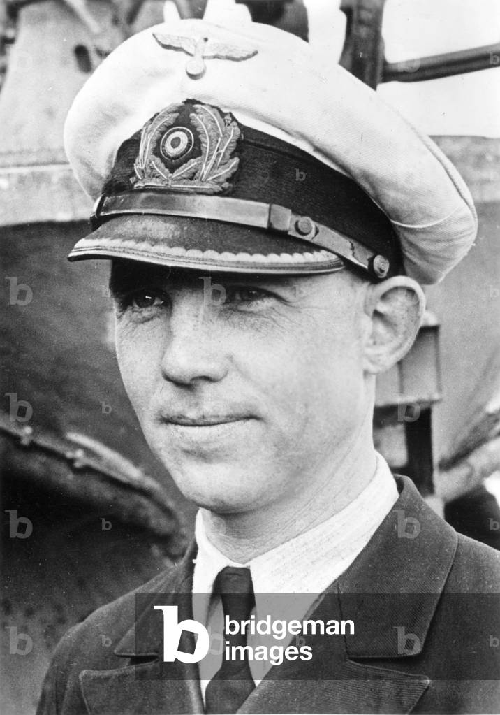 Commander of a German U-boat in the Second World War (b/w photo)