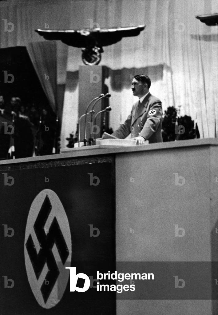 Adolf Hitler on the Sudeten Question, 1938 (b/w photo)