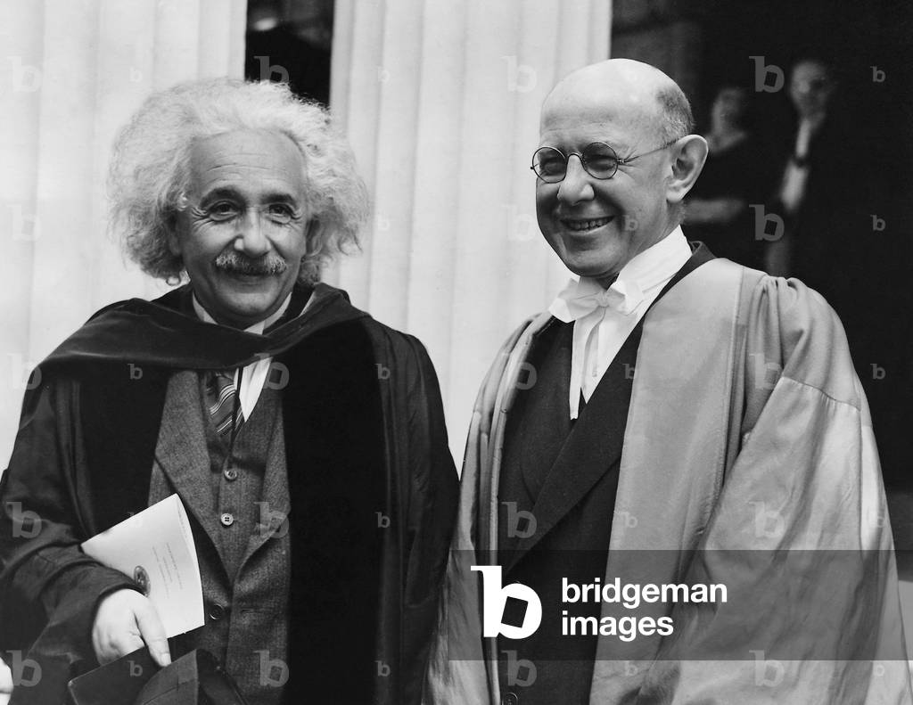 Albert Einstein and Frank Aydelotte, Pennsylvania, USA, 1936 (b/w photo)
