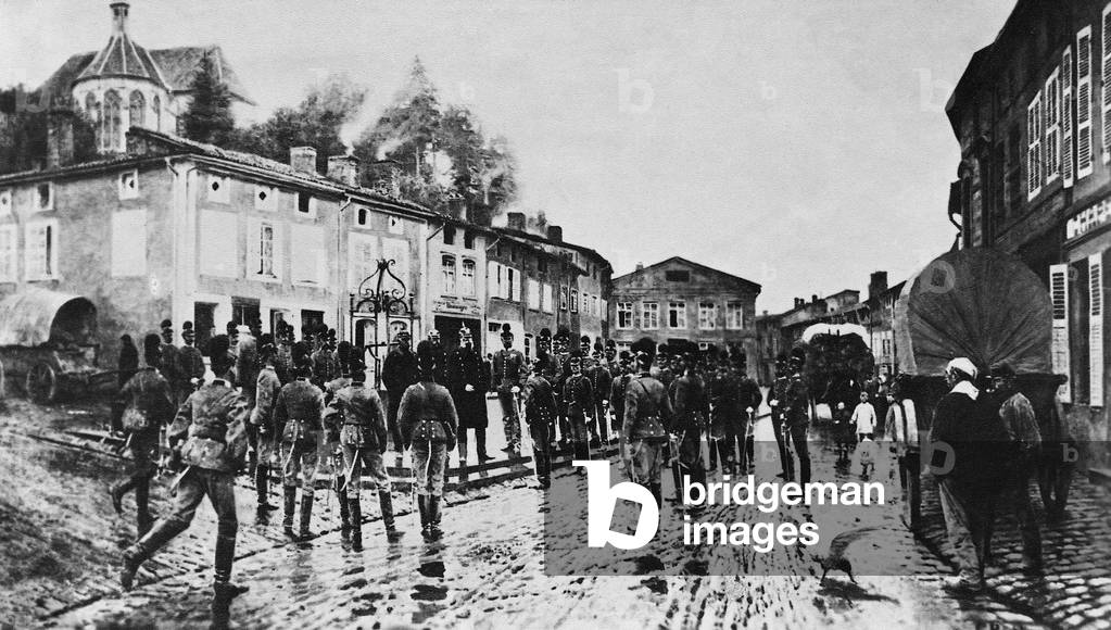 Troops visit of King William I of Prussia, 1870 (b/w photo)