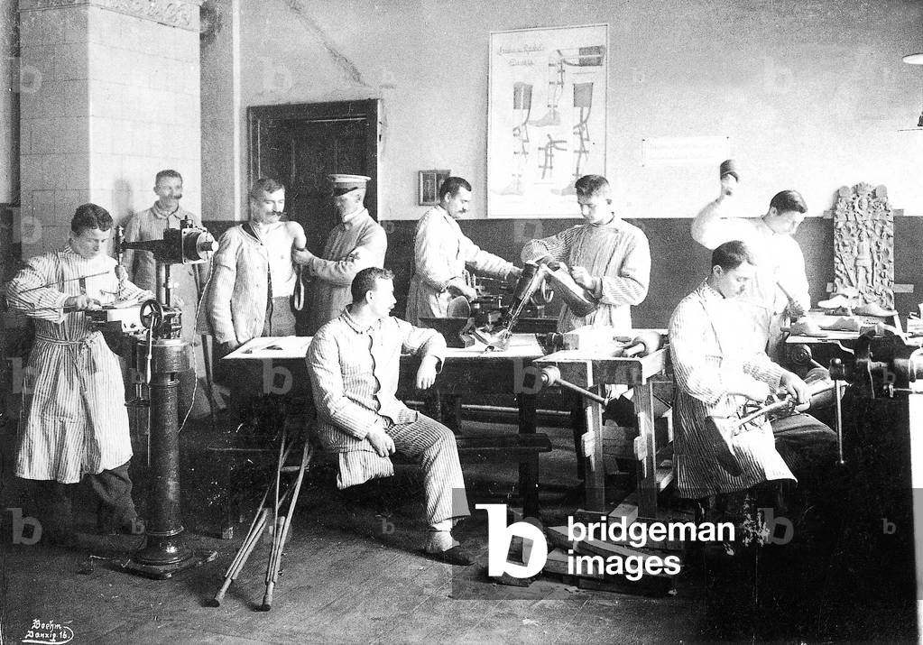 Orthopaedic-Mechanic Workshop at a Base Hospital (b/w photo)