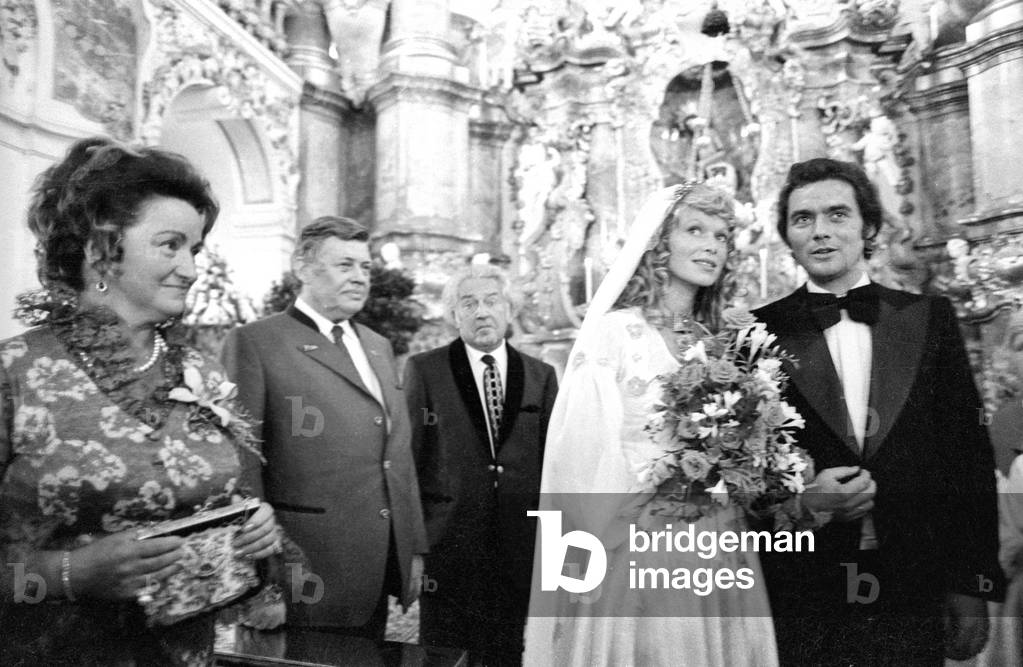 The wedding of Hans-Jürgen Bäumler, 1974 (b/w photo)