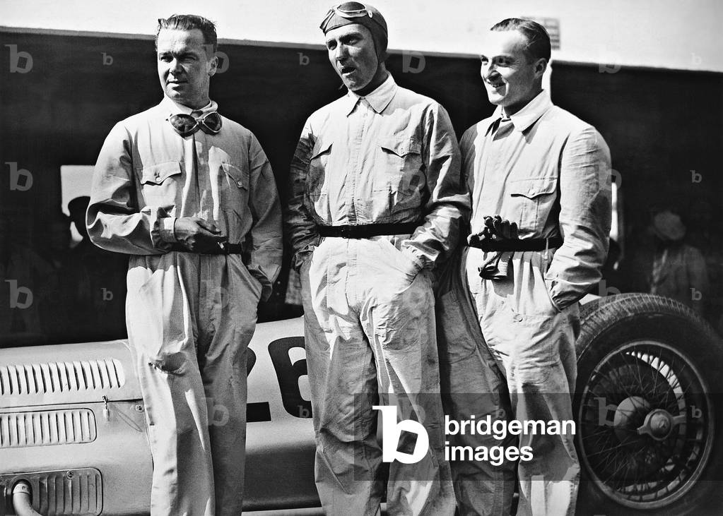 Rudolf Caracciola, Manfred von Brauchitsch and Hermann Lang,  1938 (b/w photo)