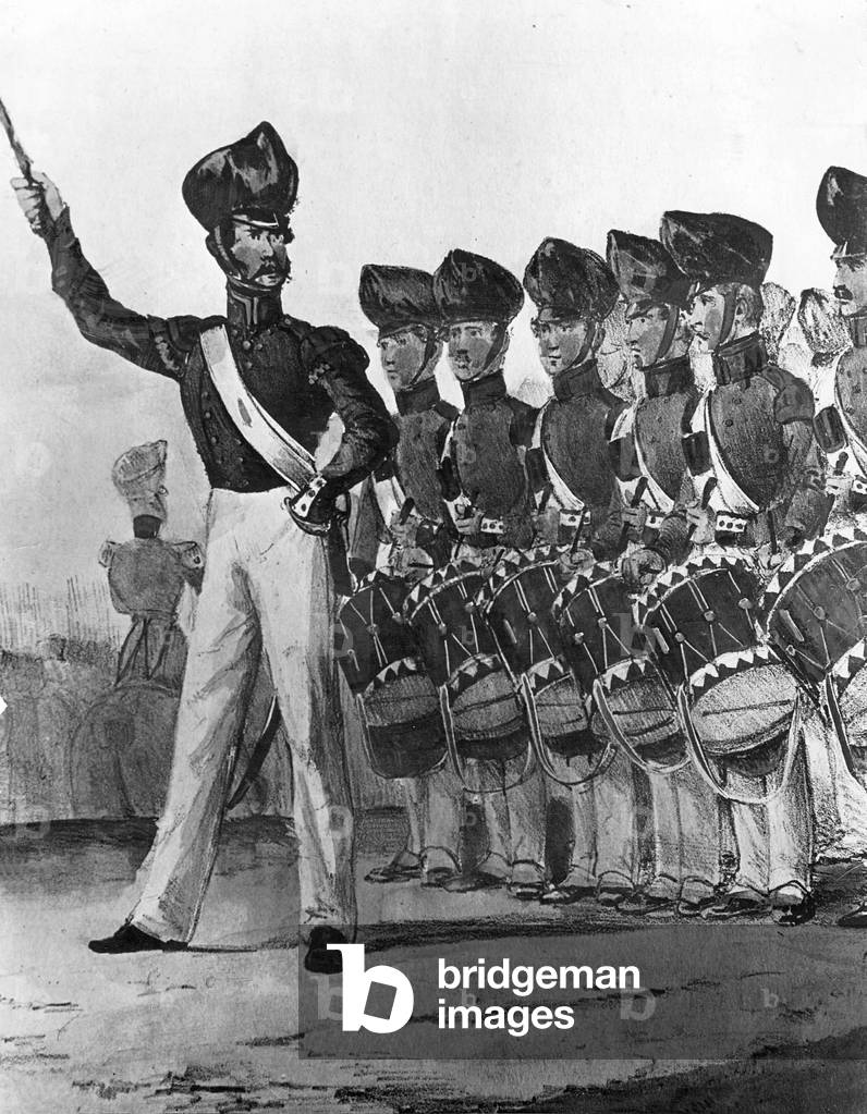 Prussian Military music corps, 1850 (b/w photo)