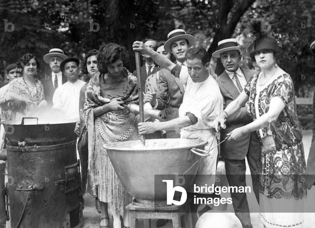 Voluntary work in a soup kitchen (b/w photo)