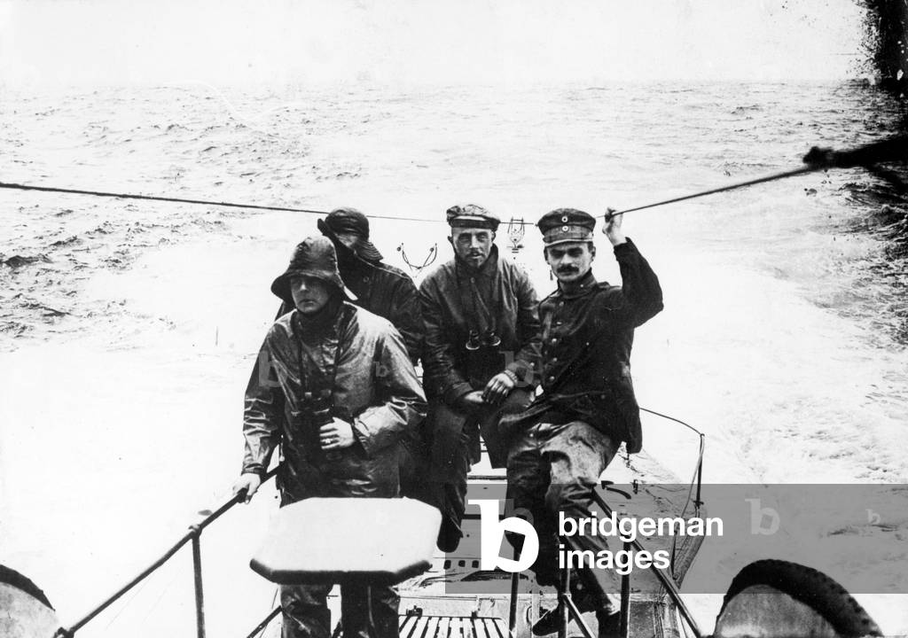 German U-boat in the First World War (b/w photo)