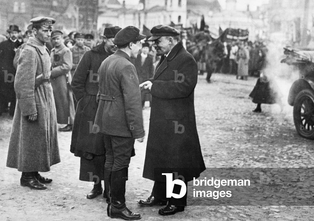 Vladimir Ilyich Lenin with W. M. Zagorsky, 1919 (b/w photo)