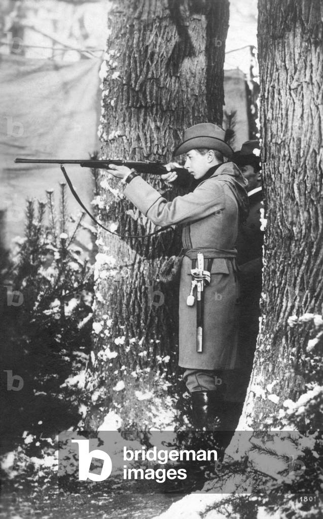Wilhelm of Prussia at the hunt, around 1900 (b/w photo)