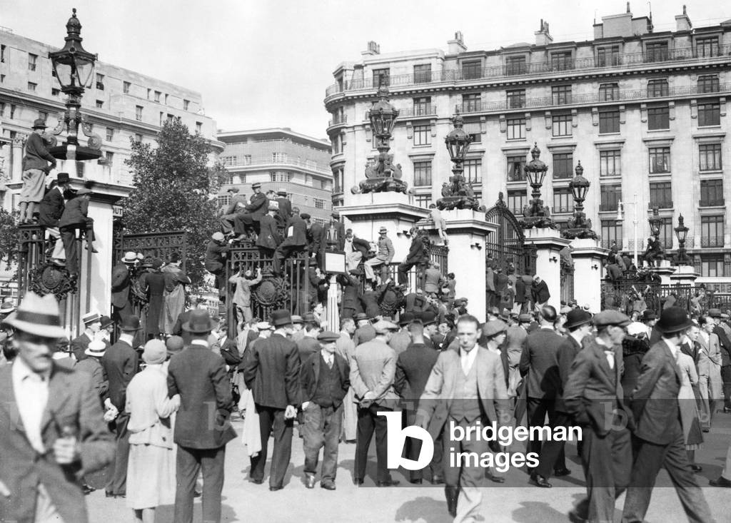 Riots at Hyde Park in London, 1934 (b/w photo)