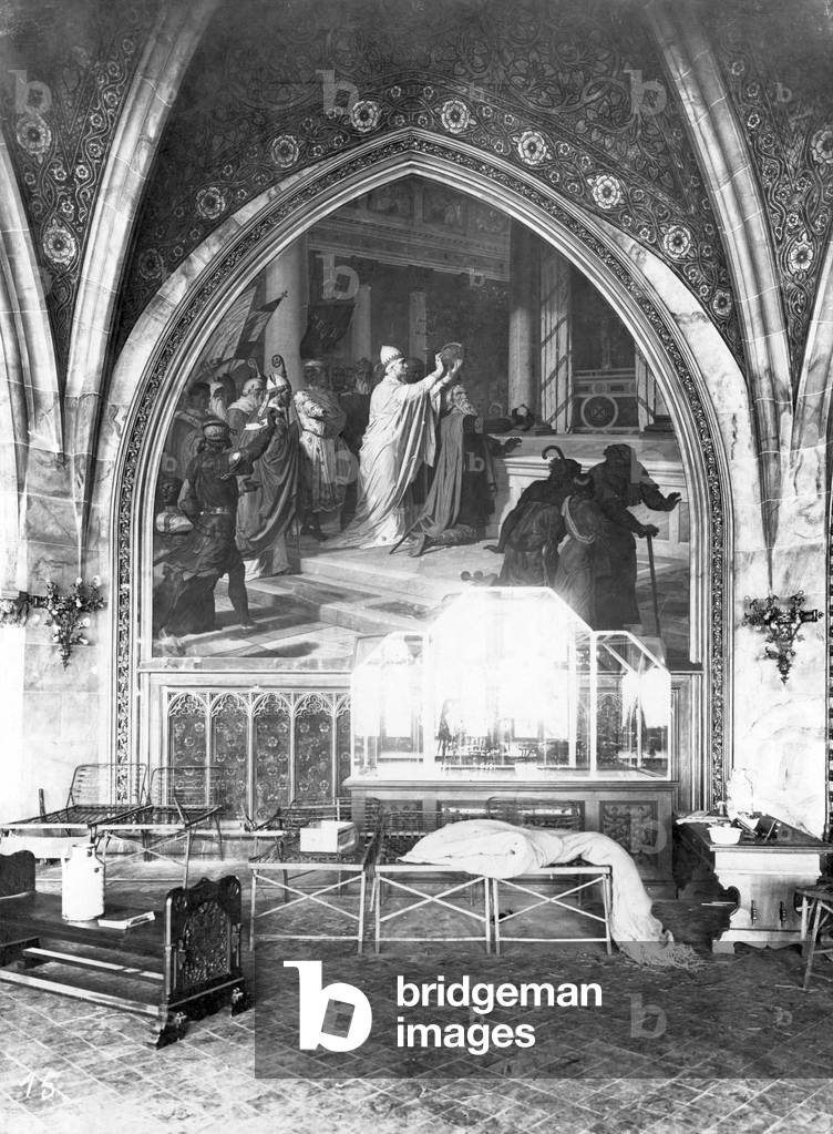 The devastated Aachen town hall after the expulsion of the separatists, 1923 (b/w photo)