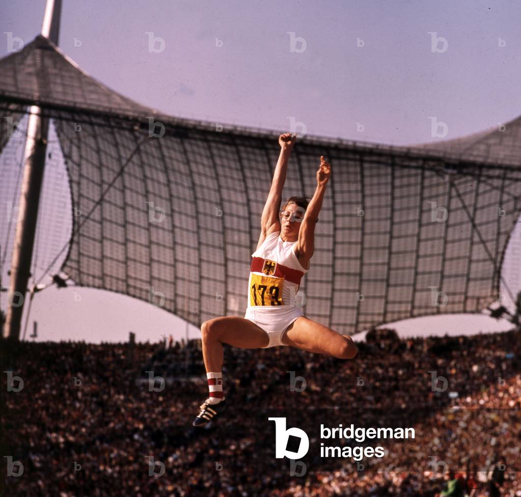 Heide Rosendahl winning the Long Jump, Munich Olympics, 1972 (photo)