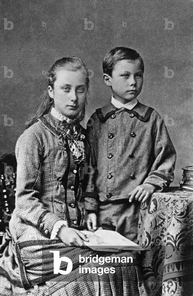 Paul Wegener with his older sister, c.1880 (b/w photo)