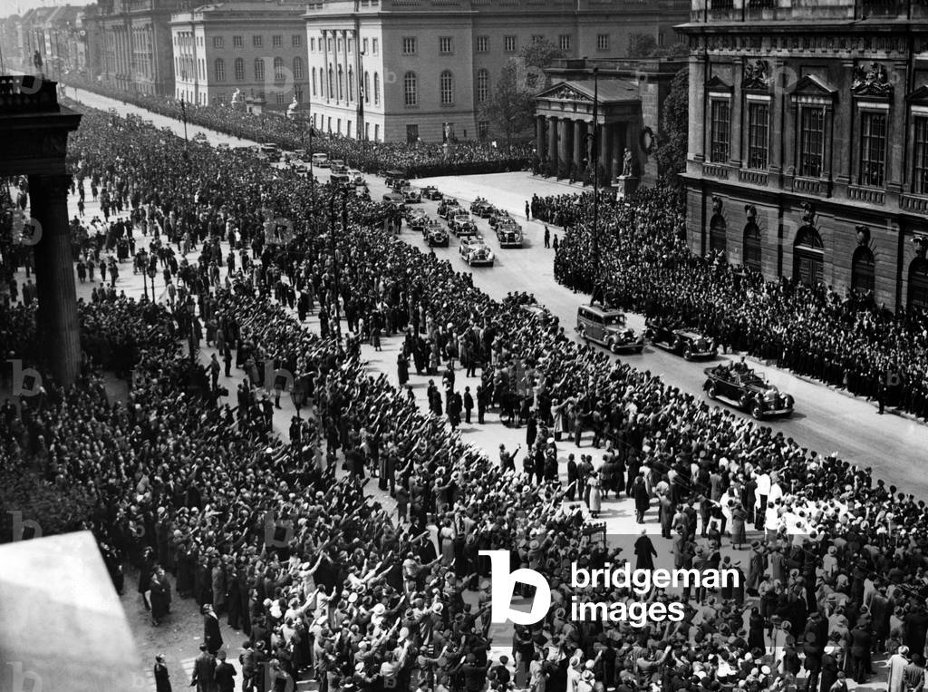 Adolf Hitler on the way to the Lustagarten, 1937 (b/w photo)