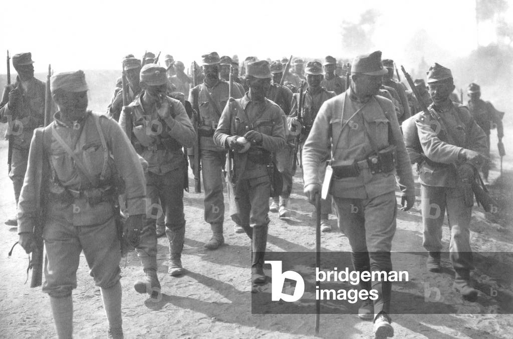 Austrian-Hungarian soldiers on the Eastern front, 1915 (b/w photo)