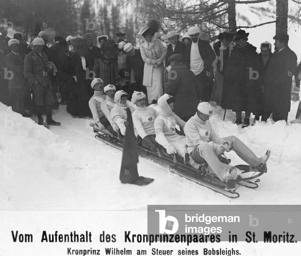Crown Prince Wilhelm of Prussia during winter sports in St. Moritz, 1908