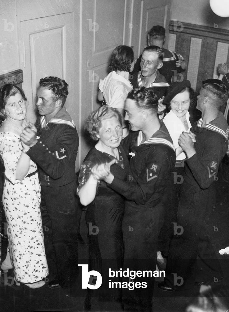 Sailors dance in their home location, 1939 (b/w photo)