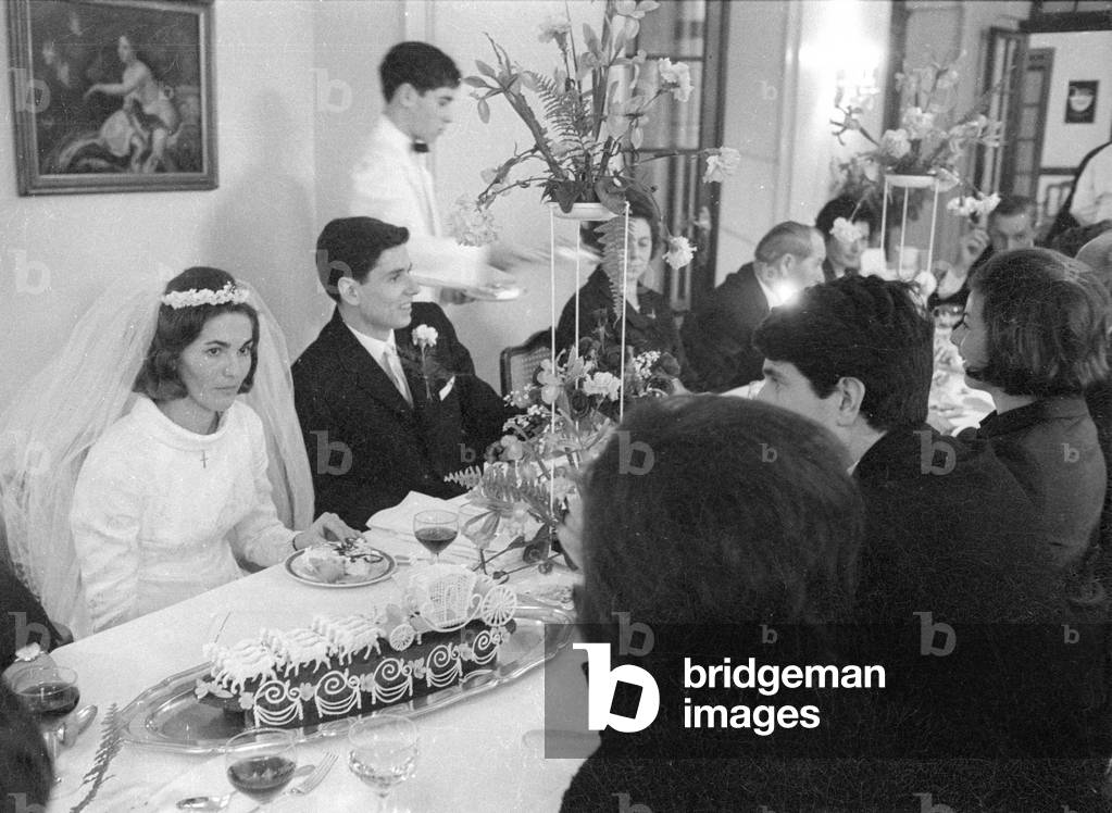 The wedding of Edith Zimmermann-Rhomberg in Bregenz, 1966 (b/w photo)