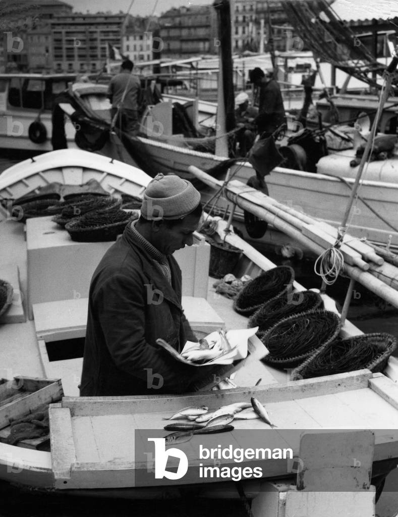 Fisher in Marseille, 1963 (b/w photo)